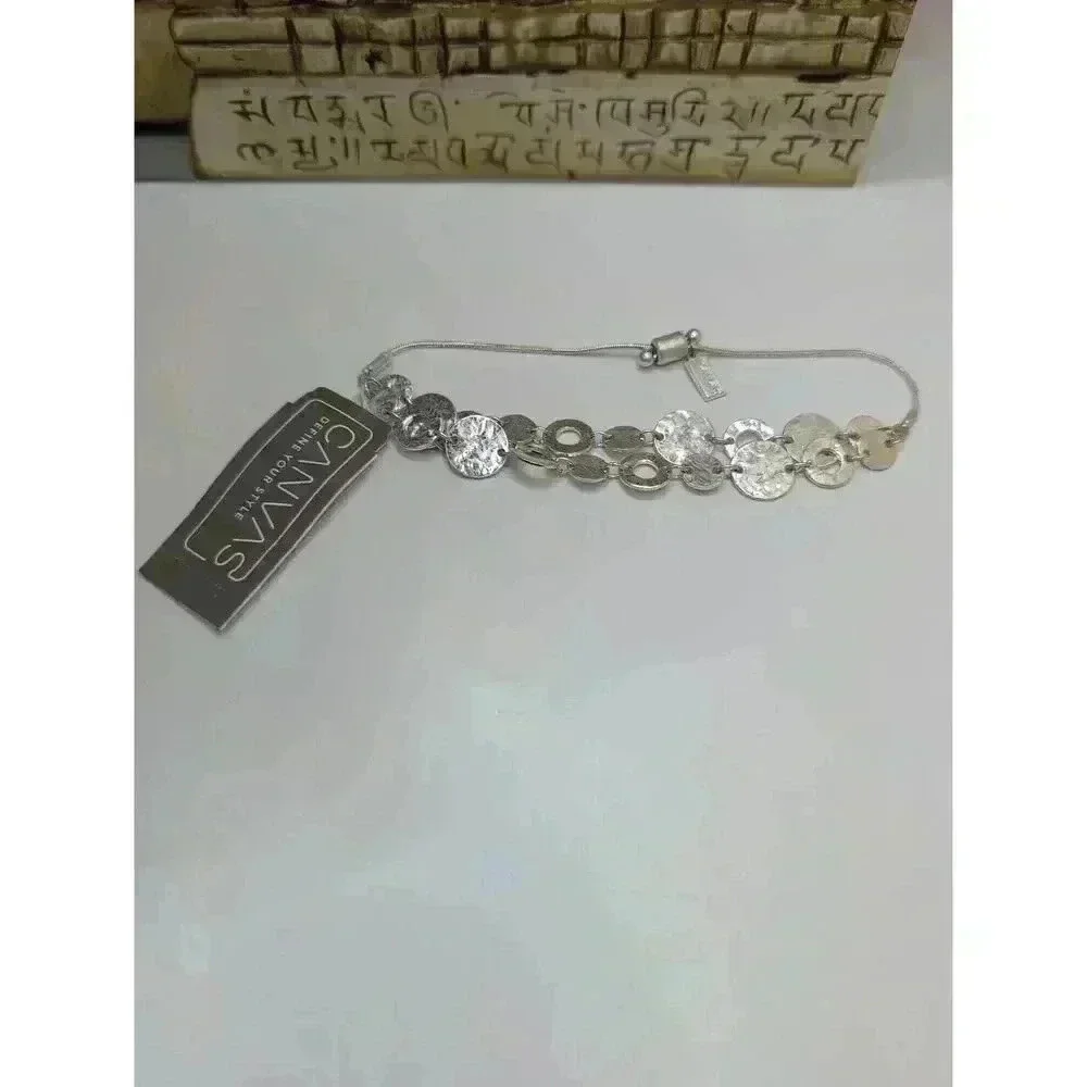 NWT Canvas Silvertone Hammered Metal Earrings andAdjustable Bracelet Set Jewelry